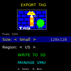 Pocket Tag write to VMU screen